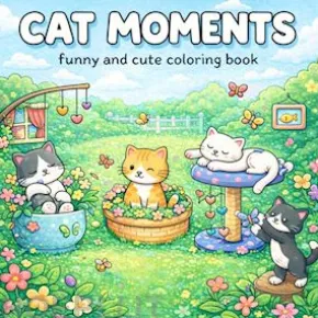 Cat Moments: Coloring Book for Adults and Teens Featuring Funny & Cute Moments with Easy and Simple Designs for Relaxation