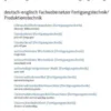 german-english wordlist manufacturing engineering